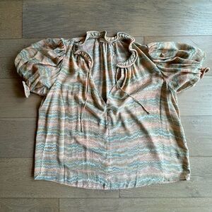 Ulla Johnson Marbleized Pattern Silk Top - Size 10